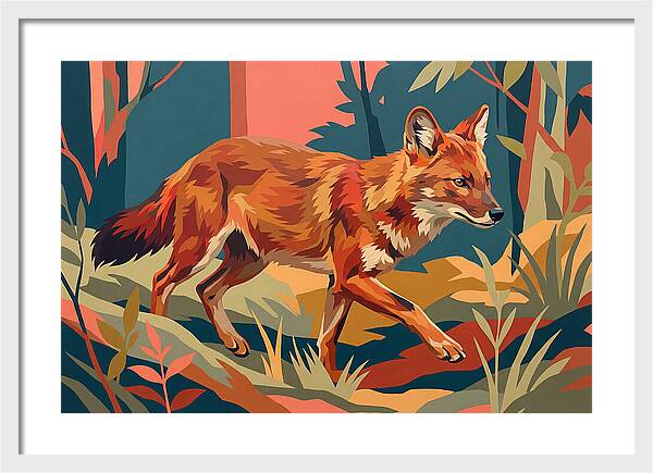 Dhole In Vibrant Forest
