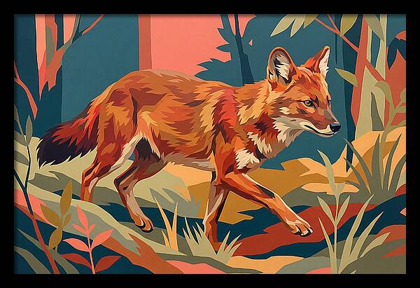 Dhole In Vibrant Forest