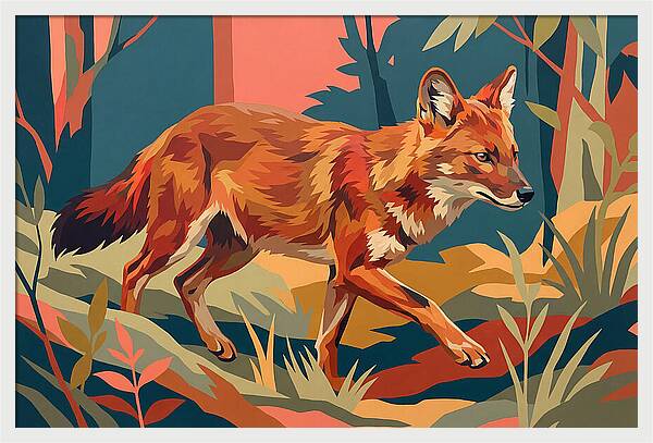Dhole In Vibrant Forest