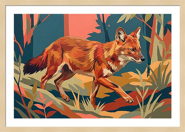 Dhole In Vibrant Forest