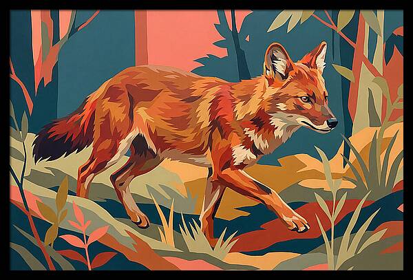 Dhole In Vibrant Forest