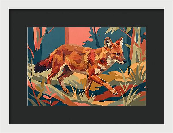 Dhole In Vibrant Forest