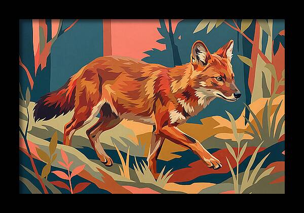 Dhole In Vibrant Forest