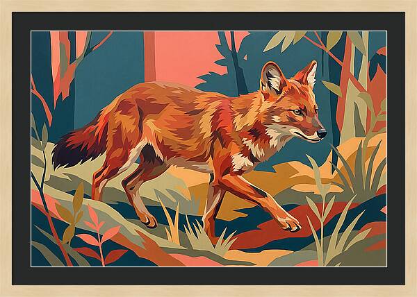 Dhole In Vibrant Forest