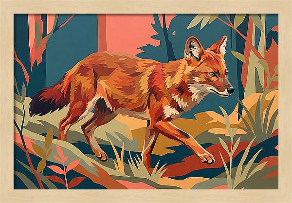 Dhole In Vibrant Forest
