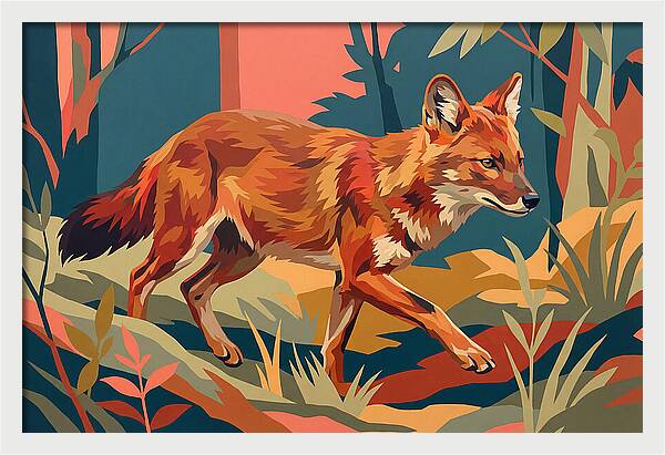 Dhole In Vibrant Forest