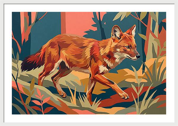 Dhole In Vibrant Forest