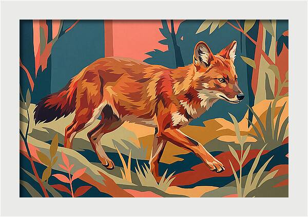 Dhole In Vibrant Forest