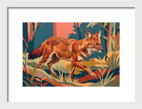 Dhole In Vibrant Forest