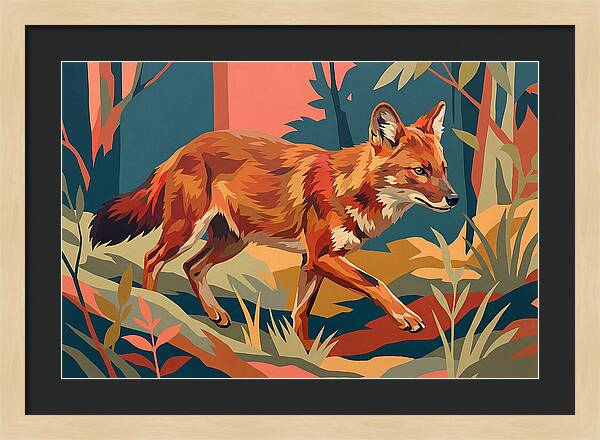 Dhole In Vibrant Forest