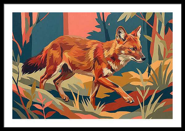 Dhole In Vibrant Forest