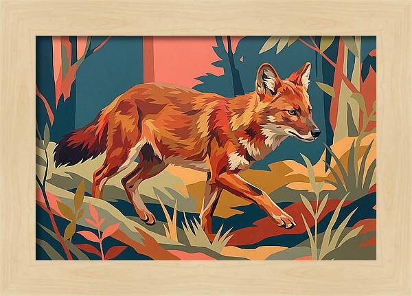 Dhole In Vibrant Forest