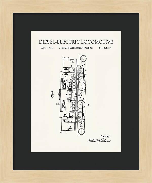 Diesel Electric Locomotive Minimalist Patent Us1691249