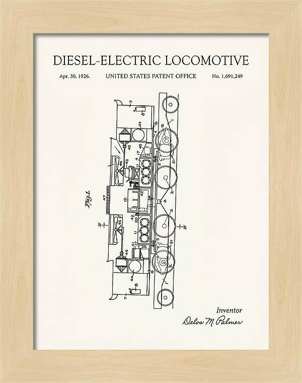 Diesel Electric Locomotive Minimalist Patent Us1691249