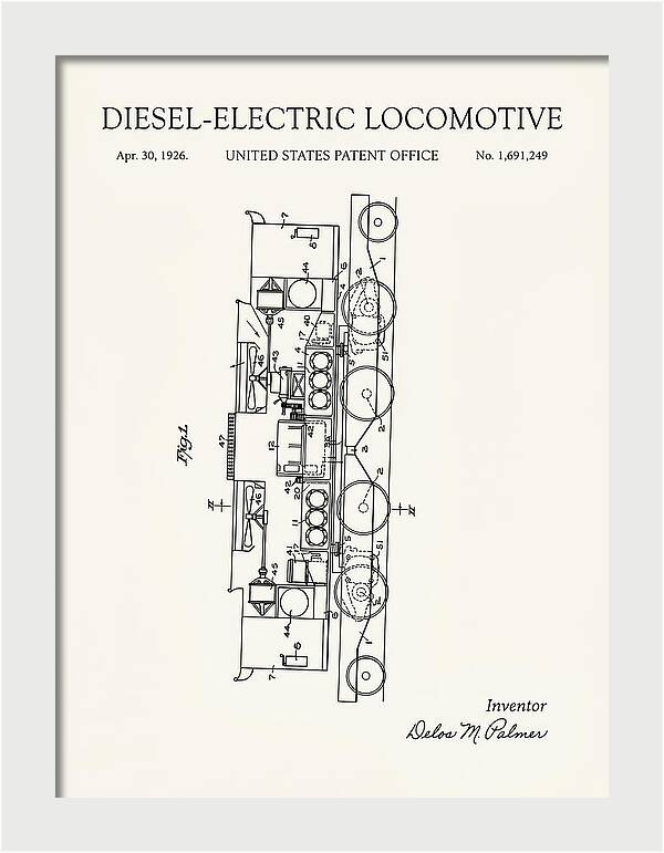 Diesel Electric Locomotive Minimalist Patent Us1691249