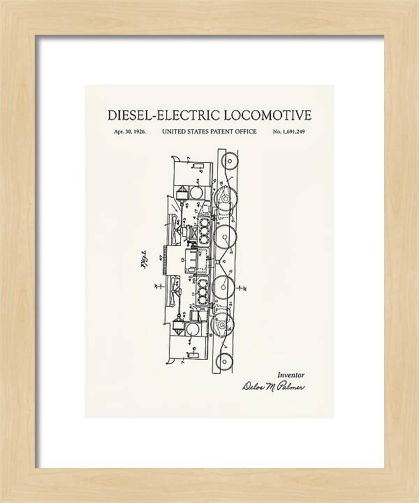 Diesel Electric Locomotive Minimalist Patent Us1691249