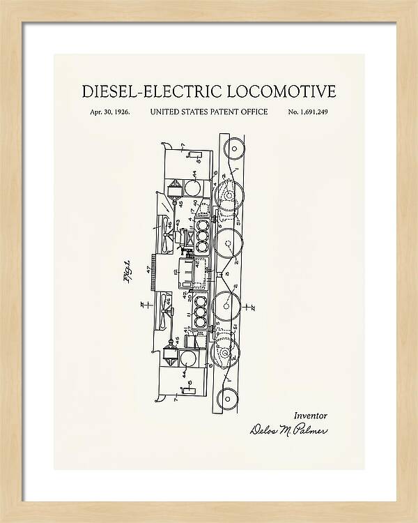 Diesel Electric Locomotive Minimalist Patent Us1691249
