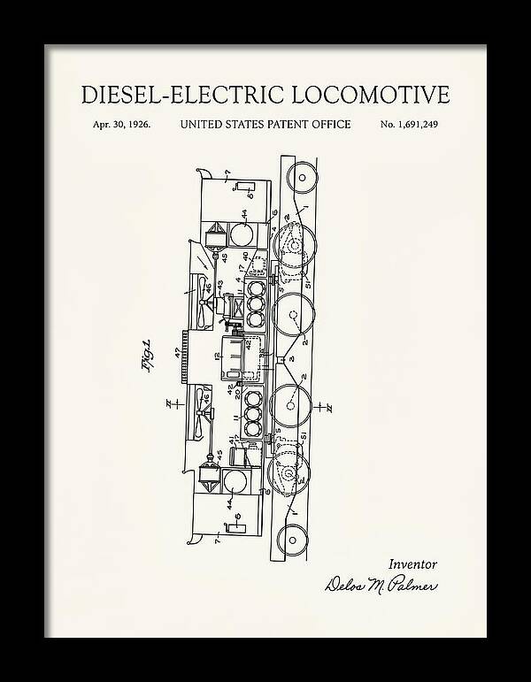 Diesel Electric Locomotive Minimalist Patent Us1691249