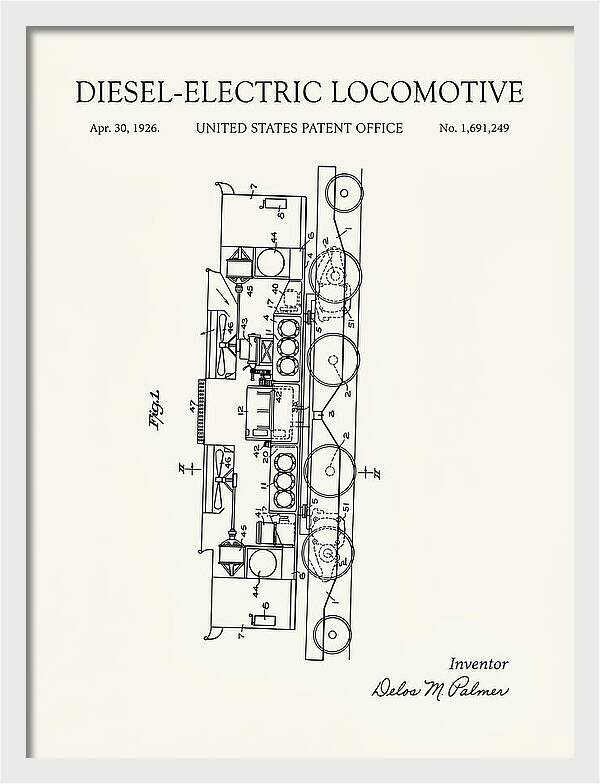 Diesel Electric Locomotive Minimalist Patent Us1691249