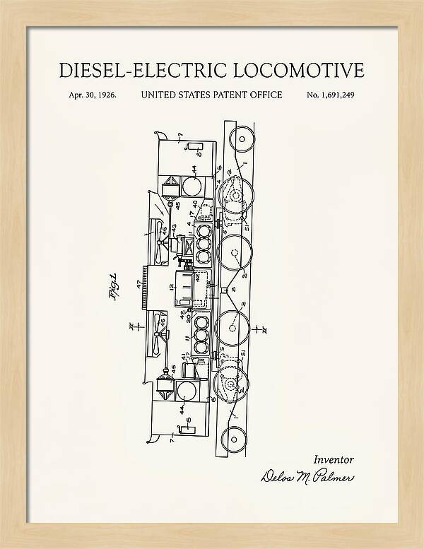 Diesel Electric Locomotive Minimalist Patent Us1691249