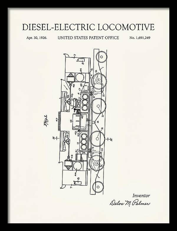 Diesel Electric Locomotive Minimalist Patent Us1691249