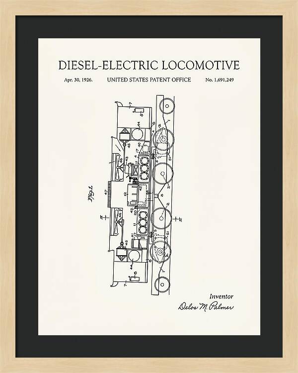 Diesel Electric Locomotive Minimalist Patent Us1691249