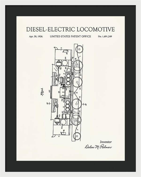 Diesel Electric Locomotive Minimalist Patent Us1691249