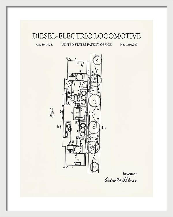 Diesel Electric Locomotive Minimalist Patent Us1691249