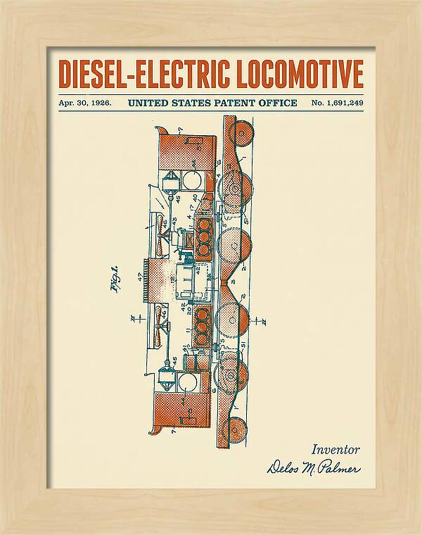Diesel Electric Locomotive Retro Patent Us1691249