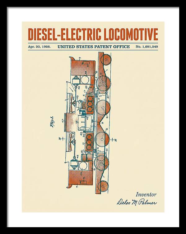 Diesel Electric Locomotive Retro Patent Us1691249