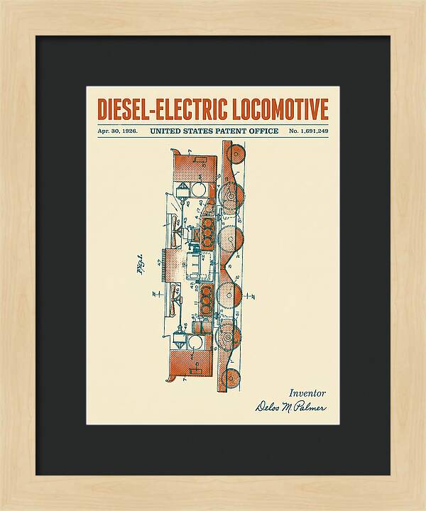 Diesel Electric Locomotive Retro Patent Us1691249