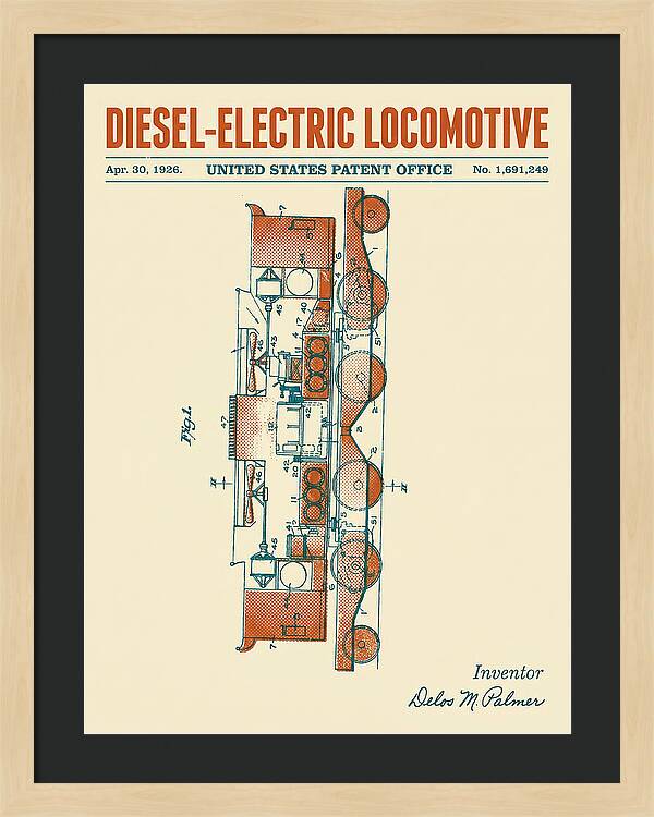Diesel Electric Locomotive Retro Patent Us1691249