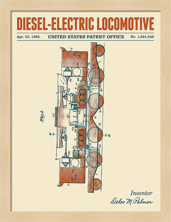 Diesel Electric Locomotive Retro Patent Us1691249