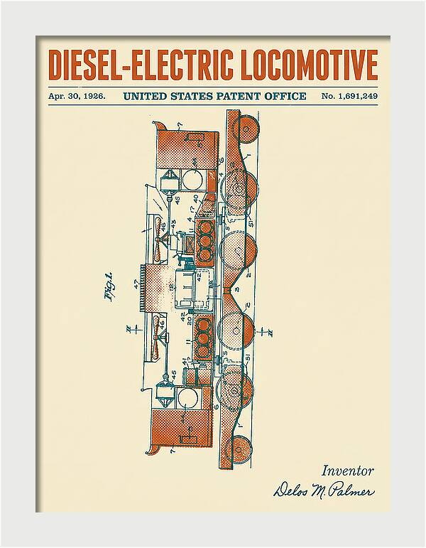 Diesel Electric Locomotive Retro Patent Us1691249