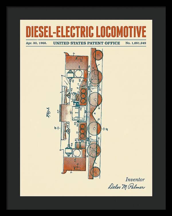 Diesel Electric Locomotive Retro Patent Us1691249