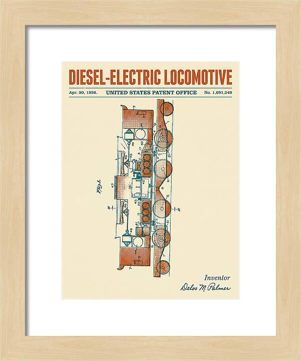Diesel Electric Locomotive Retro Patent Us1691249