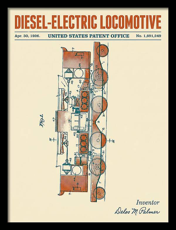 Diesel Electric Locomotive Retro Patent Us1691249