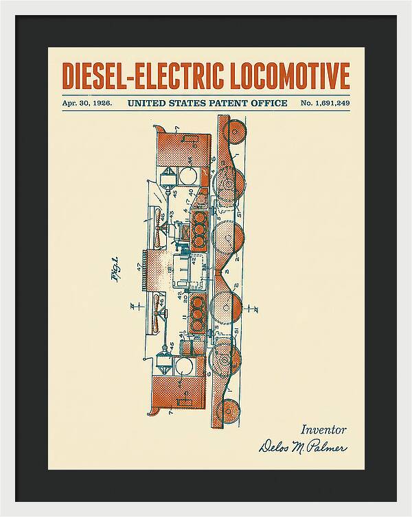 Diesel Electric Locomotive Retro Patent Us1691249