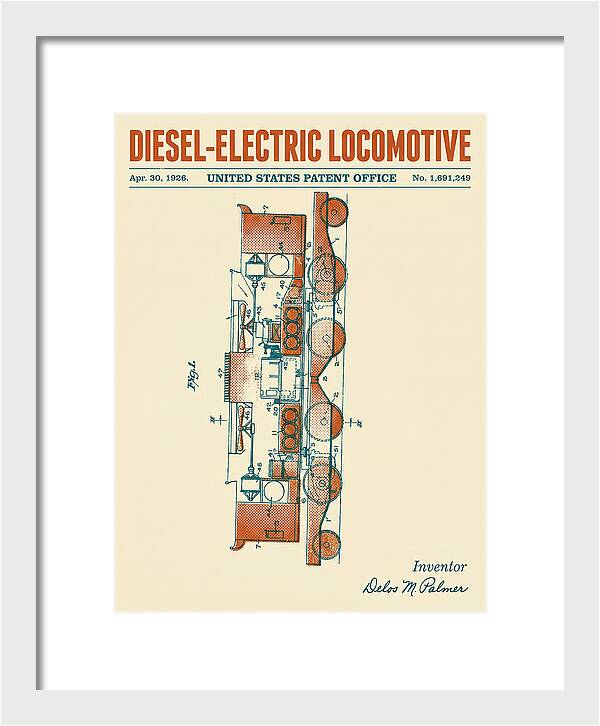Diesel Electric Locomotive Retro Patent Us1691249