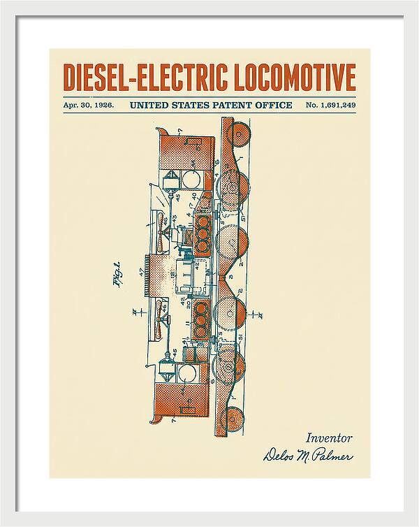 Diesel Electric Locomotive Retro Patent Us1691249