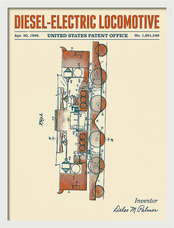 Diesel Electric Locomotive Retro Patent Us1691249