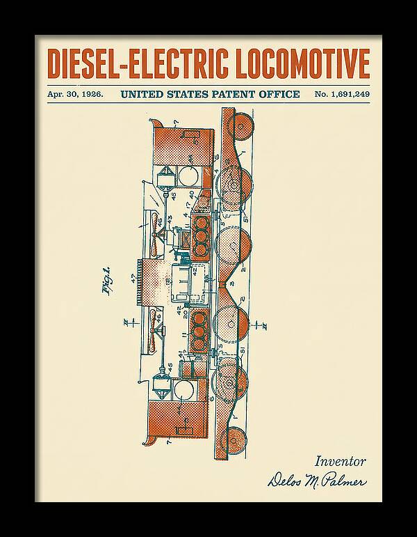 Diesel Electric Locomotive Retro Patent Us1691249