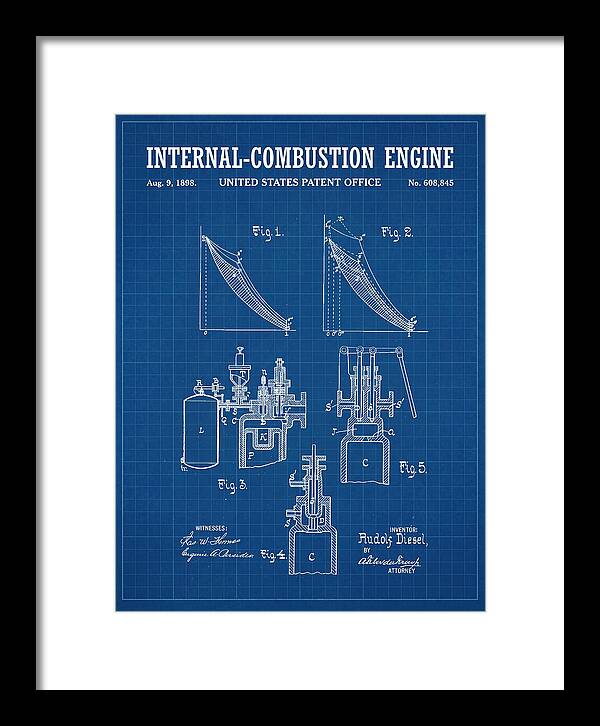 Diesel Internal Combustion Engine Blueprint Patent Us608845a