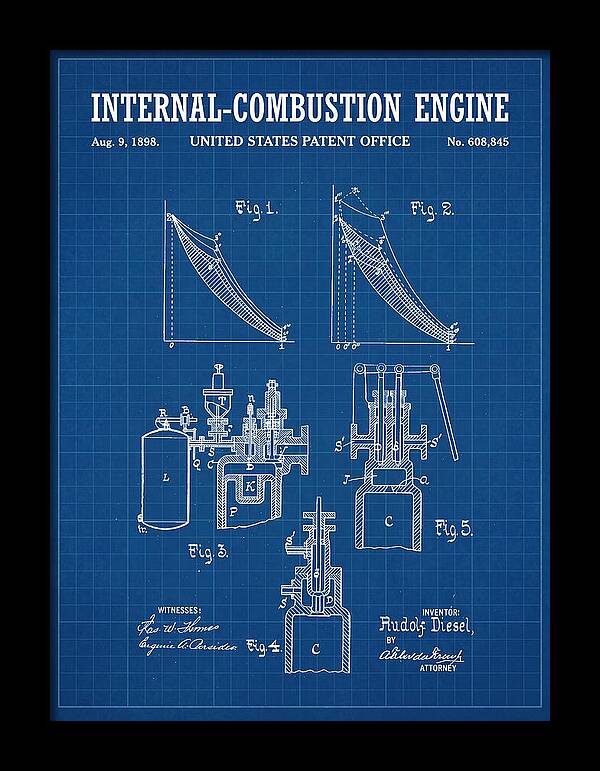 Diesel Internal Combustion Engine Blueprint Patent Us608845a