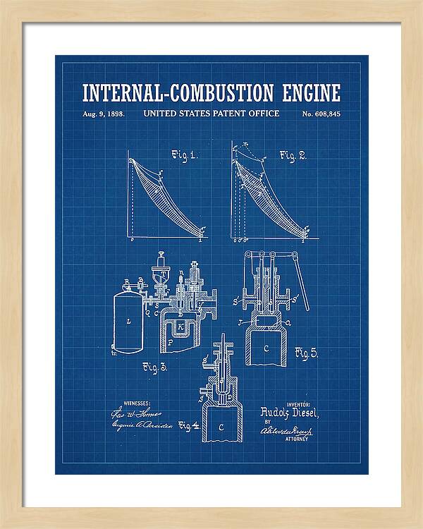 Diesel Internal Combustion Engine Blueprint Patent Us608845a