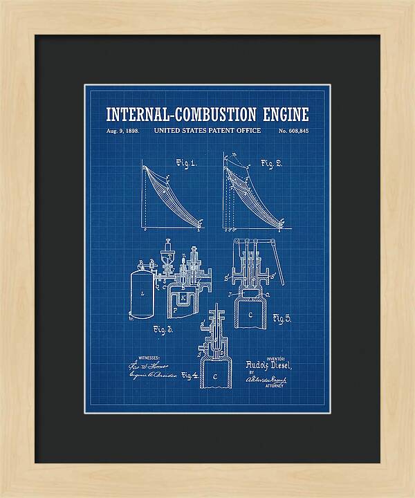 Diesel Internal Combustion Engine Blueprint Patent Us608845a