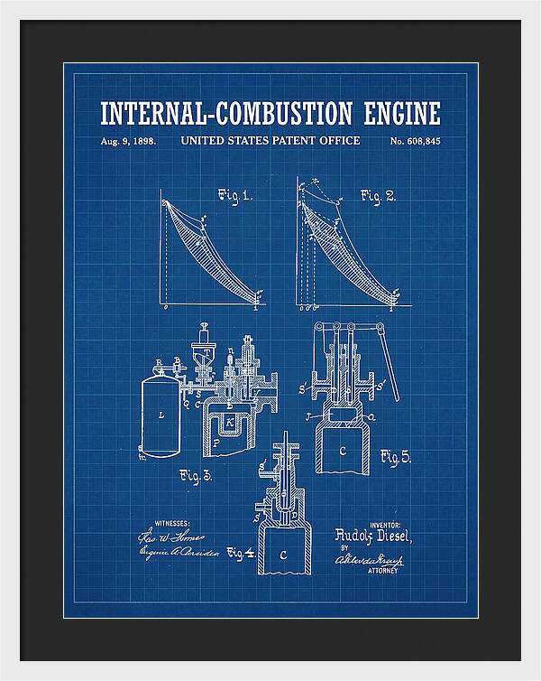 Diesel Internal Combustion Engine Blueprint Patent Us608845a