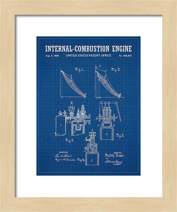 Diesel Internal Combustion Engine Blueprint Patent Us608845a