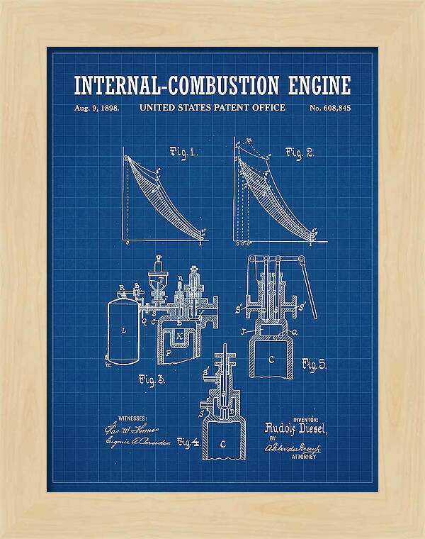 Diesel Internal Combustion Engine Blueprint Patent Us608845a