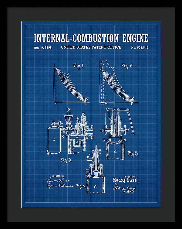 Diesel Internal Combustion Engine Blueprint Patent Us608845a